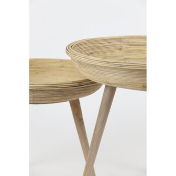 Ratanové okrúhle odkladacie stolíky v súprave 2 ks ø 56 cm Colon – Light & Living - Image 7