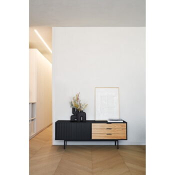 TV stolík v dekore duba v čierno-prírodnej farbe 140x52 cm Sierra – Teulat - Image 5