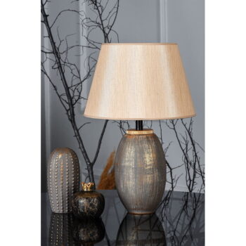 Stolová lampa v hnedo-zlatej farbe s textilným tienidlom (výška 46 cm) – Opviq lights – Obrázok 2