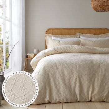 Béžové bavlnené obliečky na dvojlôžko 200x200 cm Waffle Circle – Bianca - Image 7
