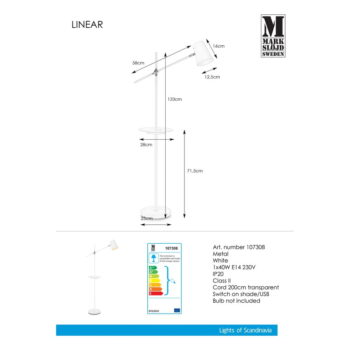 Stojacia lampa s odkladacím priestorom v bielej farbe Markslöjd Linear - Image 3