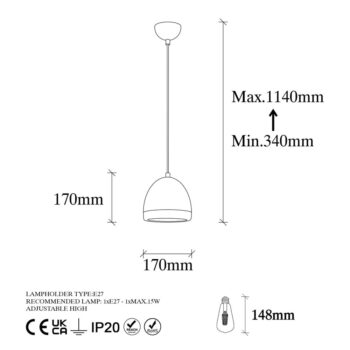 Závesné svietidlo v bronzovej farbe s kovovým tienidlom ø 17 cm Mugo – Opviq lights - Image 7