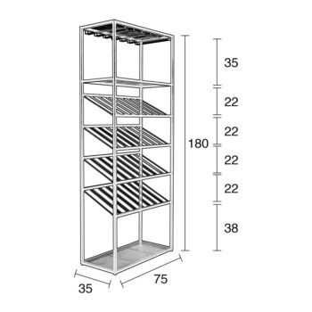 Čierna kovová vinotéka na 32 fliaš, 75x180 cm Cantor - Zuiver – Obrázok 2