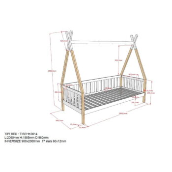 Biela detská posteľ so zábranou Vipack Tipi, 90 x 200 cm - Image 7