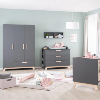 Antracitovosivá nízka detská komoda s prebaľovacím pultom 117x103 cm Jara – Roba – Obrázok 7