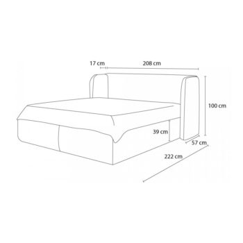 Tmavomodrá čalúnená dvojlôžková posteľ s úložným priestorom s roštom 160x200 cm Louise – Bobochic Paris – Obrázok 7
