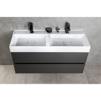 Biele dvojumývadlo z liateho mramoru 119x44 cm Godiva – Sapho – Obrázok 3