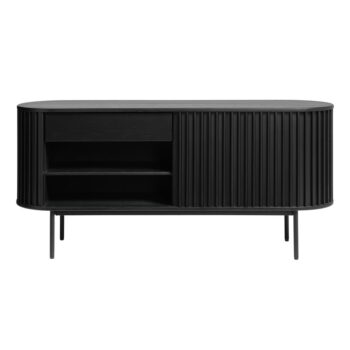 Čierna nízka komoda v dekore duba s posuvnými dverami 73x160 cm Siena – Unique Furniture - Image 11