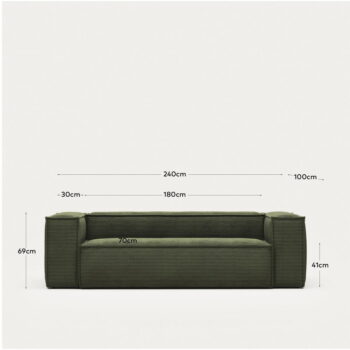 Zelená menčestrová pohovka 240 cm Blok – Kave Home - Image 9