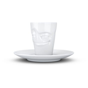 Biela usmievavá porcelánová šálka na espresso s tanierikom 58products, objem 80 ml - Image 5