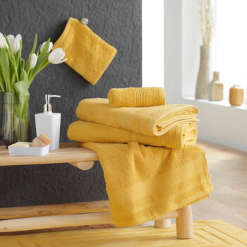 Žltý froté bavlnený uterák 50x90 cm Tendresse – douceur d'intérieur - Image 4