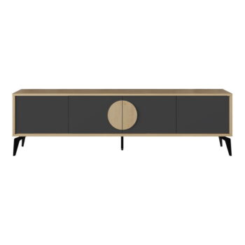 TV stolík v dekore duba v čierno-prírodnej farbe 180x51 cm Vae – Marckeric