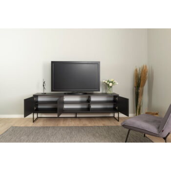 Čierny TV stolík s tromi dvierkami Tenzo Lipp, 176 x 57 cm - Image 5