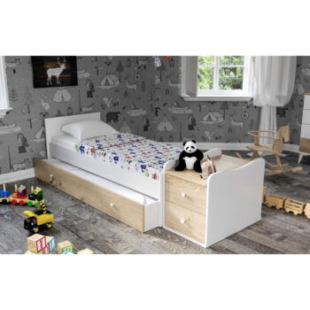 Biela/v prírodnej farbe postieľka s úložným priestorom 60x120 cm Sansa – Kalune Design - Image 3