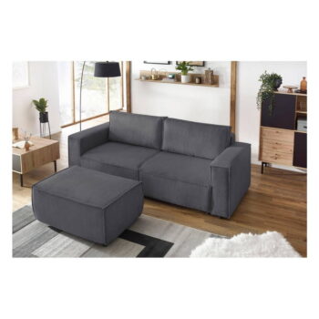 Tmavosivý menčestrový taburet Nihad – Bobochic Paris - Image 5