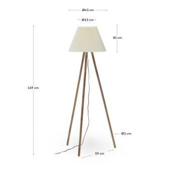 Stojacia lampa v prírodnej farbe s textilným tienidlom (výška 149 cm) Benicarlo – Kave Home - Image 7