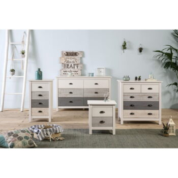 Vysoká bielo-sivá komoda so 4 zásuvkami Marckeric Romantica, 46 × 80 cm – Obrázok 2