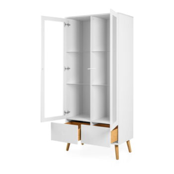 Biela vitrína s detailmi v dekore dubového dreva Tenzo Dot, výška 175 cm - Image 3