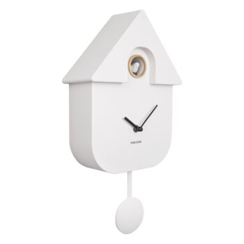 Biele nástenné kyvadlové hodiny Karlsson Modern Cuckoo, 21,5 x 41,5 cm - Image 2