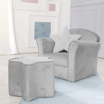 Svetlosivé zamatové detské kresielko Lil Sofa – Roba - Image 3