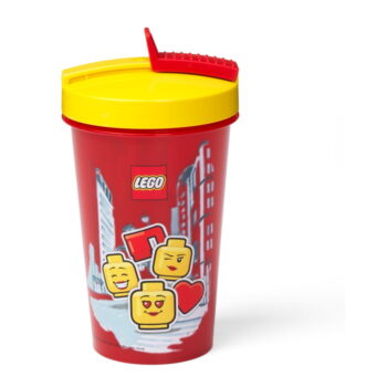 Červený téglik s žltým vekom a slamkou LEGO® Iconic, 500 ml – Obrázok 3