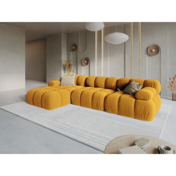 Žltá zamatová pohovka 285 cm Bellis – Micadoni Home – Obrázok 7