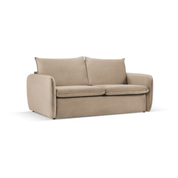 Béžová zamatová rozkladacia pohovka 194 cm Vienna – Cosmopolitan Design – Obrázok 2