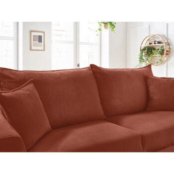 Menčestrová rozkladacia pohovka v tehlovej farbe 225 cm Augustin – Bobochic Paris - Image 2