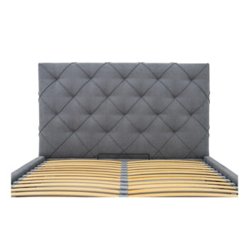 Sivá čalúnená dvojlôžková posteľ s úložným priestorom a roštom 180x200 cm Bee – Scandic - Image 8