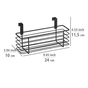 Čierny závesný kovový košík na kuchynské dvierka Wenko Slim, 24 x 10 cm – Obrázok 3