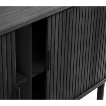 Čierna nízka komoda v dekore duba s posuvnými dverami 76x160 cm Cavo – Unique Furniture – Obrázok 7
