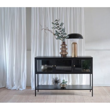 Čierna kovová vitrína 132x88 cm Carmel – Unique Furniture – Obrázok 5