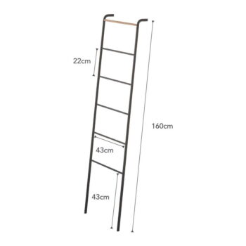 Čierny dekoratívny rebrík s detailom z bukového dreva YAMAZAKI Tower Ladder - Image 5