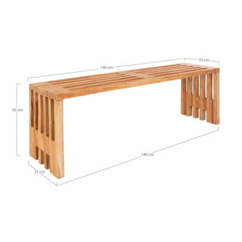 Záhradná lavica z tíkového dreva House Nordic Benidorm, 140 x 35 cm - Image 6