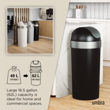 Čierny plastový odpadkový kôš 62 l Venti – Umbra - Image 2