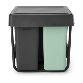 Dotykový plastový odpadkový kôš na triedený odpad v mentolovo-tmavosivej farbe 40 l Sort&Go – Brabantia – Obrázok 5