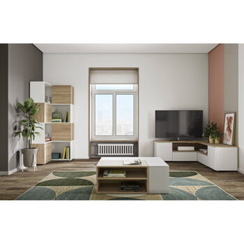TV stolík v dekore duba v bielo-prírodnej farbe 130x46 cm Angle – TemaHome - Image 8