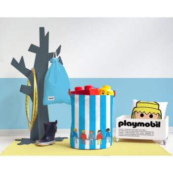 Modrý látkový detský kôš na hračky ø 40x50 cm Invasion – Playmobil - Image 2