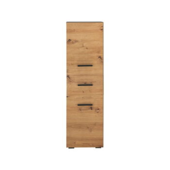Vysoká úzka kúpeľňová skrinka v dekore duba v prírodnej farbe 130x35 cm Malika – Støraa