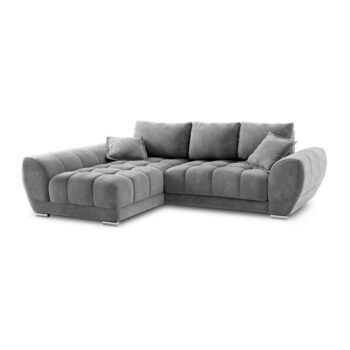 Sivá rozkladacia rohová pohovka so zamatovým poťahom Windsor & Co Sofas Nuage, ľavý roh – Obrázok 2
