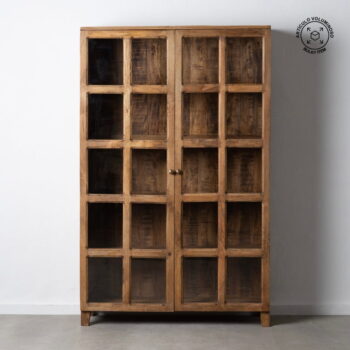 Vitrína z mangového dreva v prírodnej farbe 120x194 cm – Ixia - Image 5