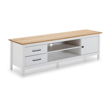 Biely TV stolík z borovicového dreva 158x47 cm Miranda – Marckeric – Obrázok 2