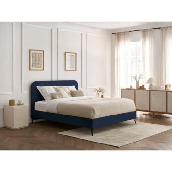 Tmavomodrá čalúnená dvojlôžková posteľ s roštom 140x190 cm Prune – Bobochic Paris - Image 5