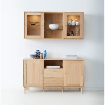 Set nástennej vitríny s osvetlením a komody v dekore duba 133x136 cm Mistral - Hammel Furniture - Image 4