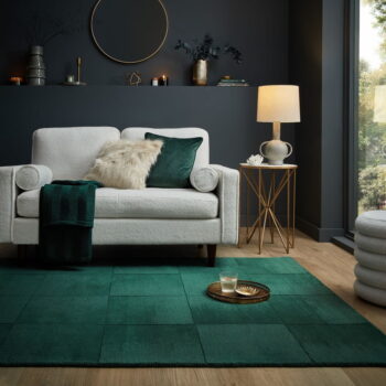 Ručne tkaný vlnený koberec v petrolejovej farbe 120x170 cm Demi Check Ombre – Flair Rugs - Image 2