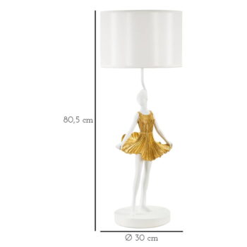 Stolová lampa s textilným tienidlom v bielo-zlatej farbe (výška 90,5 cm) Dancer – Mauro Ferretti - Image 7