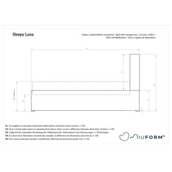 Sivá čalúnená dvojlôžková posteľ s roštom 180x200 cm Sleepy Luna – Miuform - Image 5