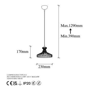 Závesné svietidlo v zlatej farbe s kovovým tienidlom ø 23 cm Events – Opviq lights – Obrázok 6
