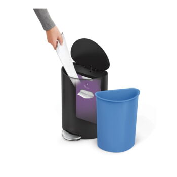 Matne čierny nášľapný kovový odpadkový kôš 6 l – simplehuman - Image 3