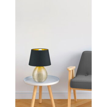 Čierna stolová lampa z keramiky a tkaniny Trio Luxor, výška 35 cm - Image 3